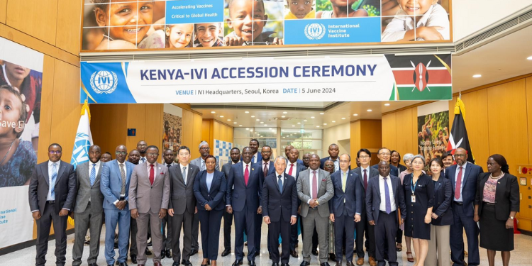 President William Ruto with other leaders at Kenya IVI Accession Ceremony in Seoul, South Korea. Photo\Courtesy