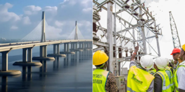 An artistic impression of the Mombasa Gate Bridge and KETRACO employees at work. PHOTO/ Courtesy