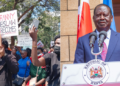 A photo collage of Azimio Coalition leader Raila Odinga and anti-finance bill protesters in Nairobi CBD. PHOTO/Courtesy.