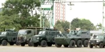 KDF vehicles at Nyayo Stadium. PHOTO/Screen grab