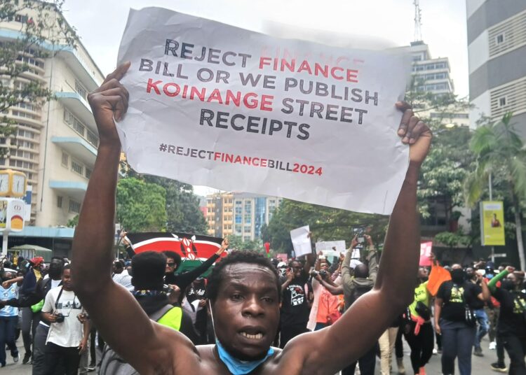 Anti-Finance Bill Protesters in Nairobi CBD. Photo/TKT