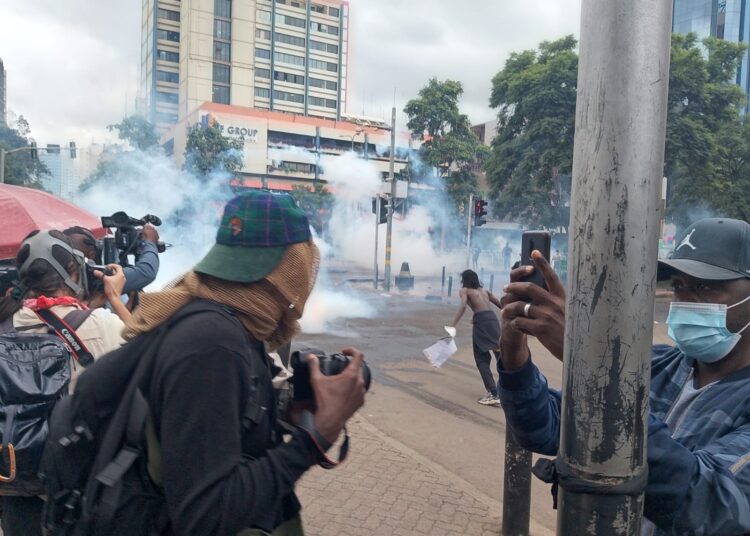 Protestors in Nairobi CBD. PHOTO/Felix Kabu TKT.