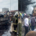 A collage of photos taken at the scene where an LPG tanker exploded in Embakasi on June 3, 2024.