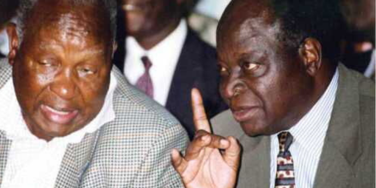 Former President Mwai Kibaki with the late and former Minister Kenneth Matiba. PHOTO/ Courtesy