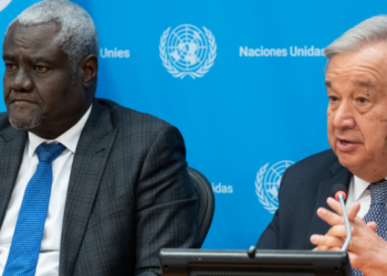 AUC Chairperson Moussa Faki (left) and UN Secretary General Antonio Guterres in a past meeting. photo/ UN