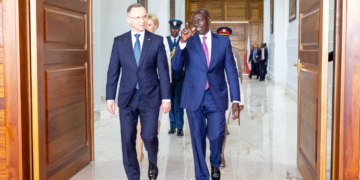 President William Ruto with President Andrzej Duda of Poland in State House Nairobi on February 5, 2024.