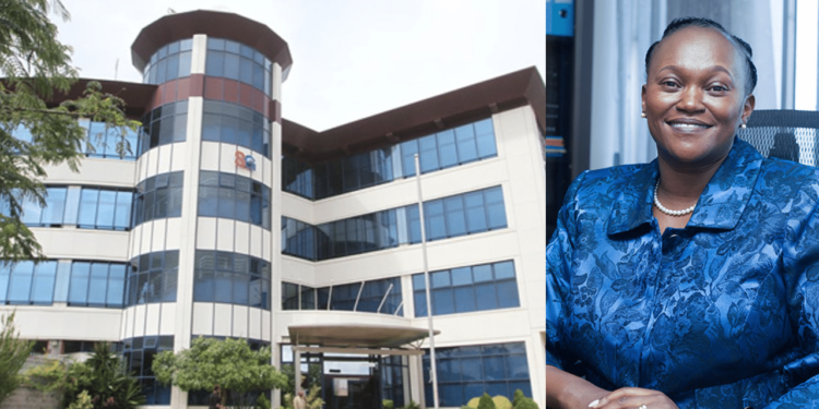 A side-to-side photo of Standard Group CEO Marion Gathoga-Mwangi (right) and Standard Group offices Nairobi. Photo/Courtesy