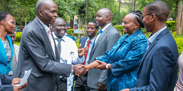 Marion Gathoga-Mwangi with Baringo Governor Stanely Kiptis during the launch of Liquid oxygen supply system. Photo/Gathoga