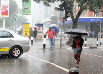 An image of rain falling in Nairobi CBD. Photo/Courtesy