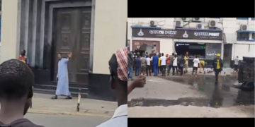 A screenshot of the trending video of a man shooting at Ganjoni area in Mombasa. Photo/Courtesy