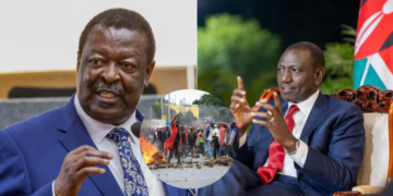 Side to side photo of Prime CS Musalia Mudavadi and President William Ruto. Photo/PCS