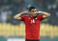 Egypt's forward Mostafa Mohamed reacts during the Group D Africa Cup of Nations (AFCON) 2021 football match between Egypt and Sudan in Cameroon, on January 19, 2022 | AFP