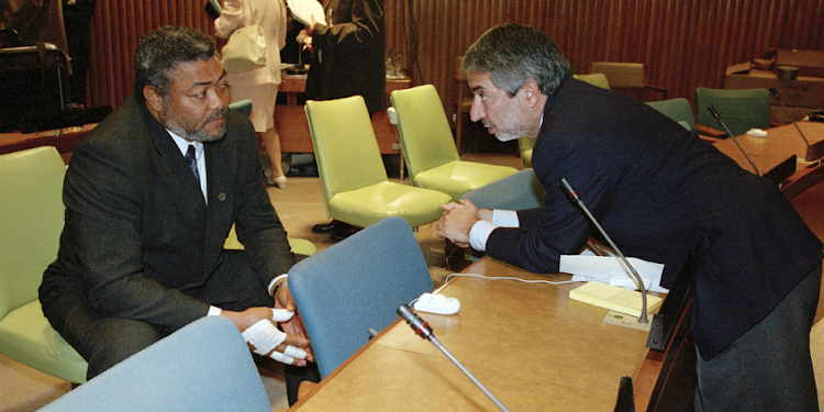 SALIM LONE | President Jerry Rawlings and Salim Lone at the UN 2000 Millennium Summit that was held from September 6 to 8, 2000.