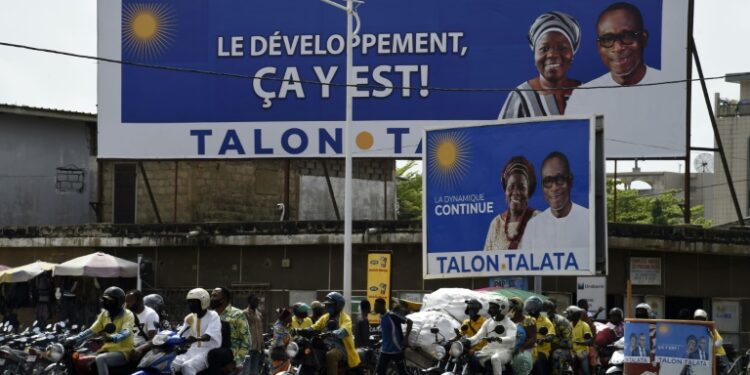 AFP | Talon seen here in a campaign billboard is running against two little known rivals