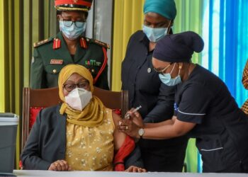 Hassan received a Covid jab live on television as she launched a mass vaccination drive for Tanzania's 58 million-strong population | AFP