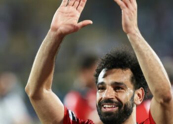 Captain Mohamed Salah acknowledges Egypt supporters after a dramatic quarter-final victory over Morocco in Yaounde | AFP