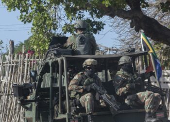 South African troops on patrol in Pemba last August | AFP