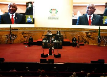 South African President Cyril Ramaphosa addresses the nation during the opening of parliament | AFP