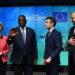 (l to r) European Commission chief Ursula von der Leyen, Senegal's President Macky Sall, French President Emmanuel Macron and European Council President Charles Michel in Brussels | AFP