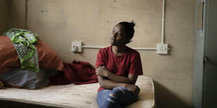 "We live in fear but I don't have a choice": Nomvelo Nqubuko at the Helen Joseph Women's Hostel in Alexandra township | AFP