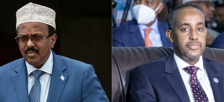 Tensions: President Mohamed Abdullahi Mohamed, left, and Prime Minister Mohamed Hussein Roble | AFP