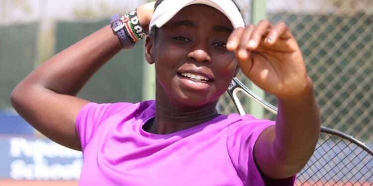 Angela Okutoyi  who won the a Grand Slam Title at the girls' Junior Wimbeldon Tennis tournament in UK  two days ago made history after he victory over the weekend.PHOTO/COURTESY.