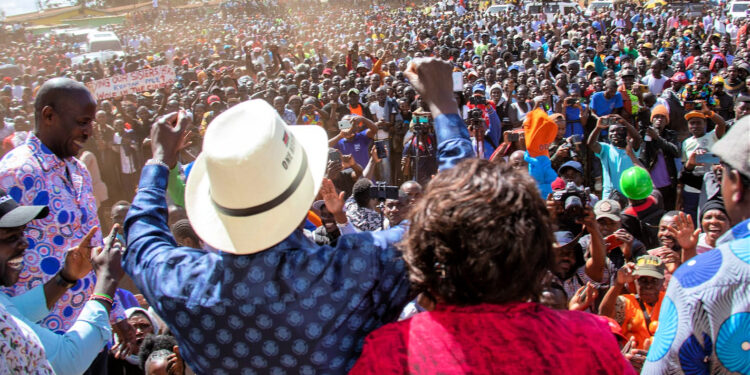 Azimio leaders with their supporters during the Kamukunji rally.Photo/Courtesy