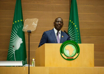 President William Ruto speaking during the 36th African Union Heads of State and Government Summit in Addis Ababa, Ethiopia.PHOTO/COURTESY
