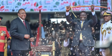 William Ruto is sworn-in as Kenya’s president in September 2022. Former President Uhuru Kenyatta looks on | Tony Karumba/AFP via Getty Images