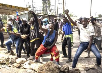 Protestors in Nairobi during the Monday, March 20 Azimio nationwide mass protestors.PHOTO/COURTESY
