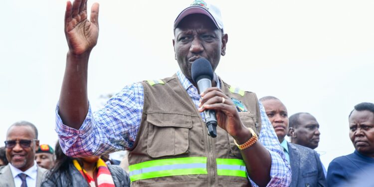 President Ruto  when he launched the construction of a road in Nakuru.Photo/PCS