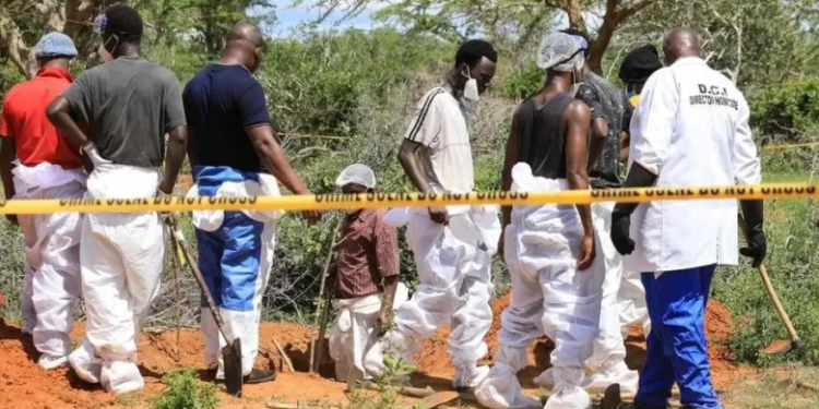 Kenyan Officials digging up shallow graves in Shakahola forest | Photo Courtesy