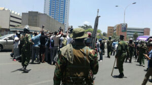Police engage protesters in Nairobi. Photo Courtesy.
