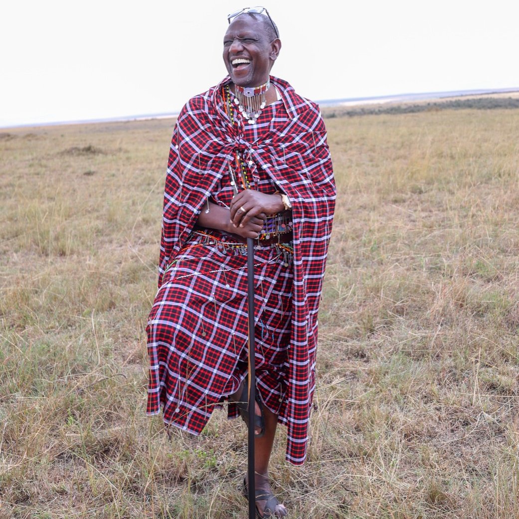 National leaders do a pose challenge while dressed in Maasai attire