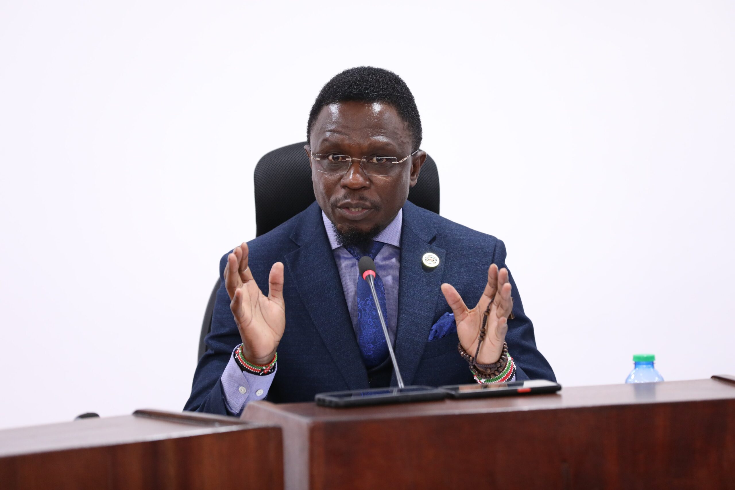 Sports CS Ababu Namwamba appearing before the Senate Committee on Labour and Sports. PHOTO/Sports Ministry.