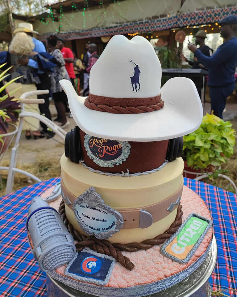 A photo of the cake prepared for Citizen TV's presenter Fred Obachi's birthday. 