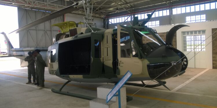 One of the Huey helicopters donated by the US government to KDF in 2016. 