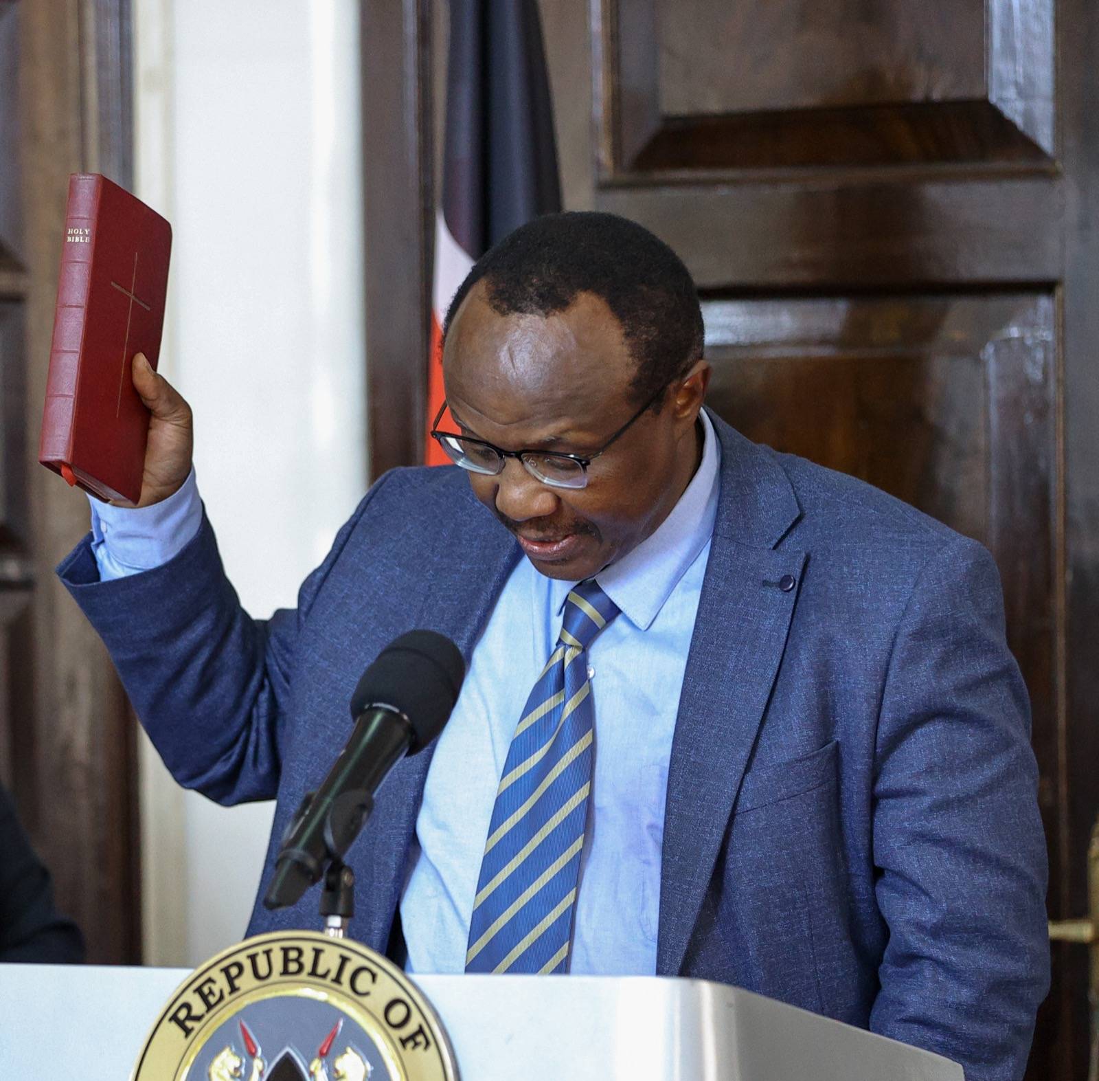 Economist David Ndii during his swearing in as the chairperson of President William Ruto’s Council of Economic Advisors. PHOTO/Courtesy.