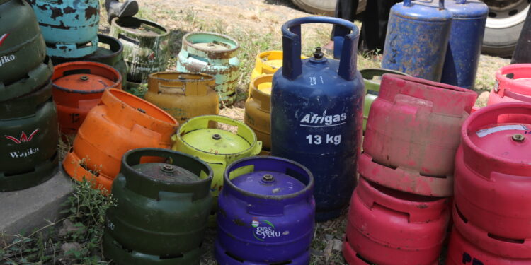 LPG GAs Cylinders at a past Energy and Petroleum Regulation Authority impound operation.