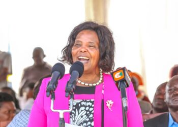 KUTRRH Chairperson Olive Mugenda speaks during a past event.