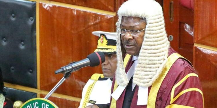 National Assembly Speaker Moses Wetangula addresses MPs at parliament buildings.