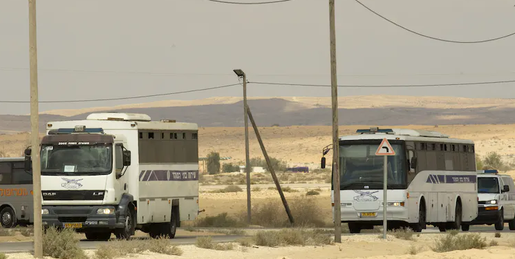Buses carrying Palestinian prisoners on Oct. 16, 2011, who were being exchanged for Israeli hostage Gilad Shalit, held by Hamas for five years.
