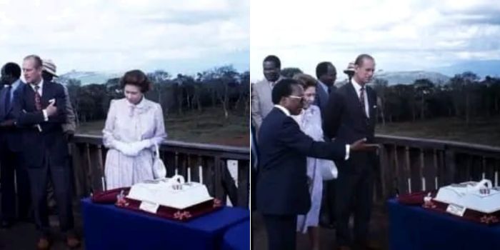 A photo collage showing the late Queen Elizabeth second and Prince Phillip at the Treetops Hotel in Nyeri County. 