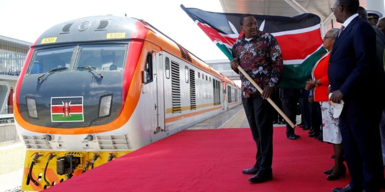 Former President Uhuru Kenyatta during the inauguration of the SGR Phase in 2019.