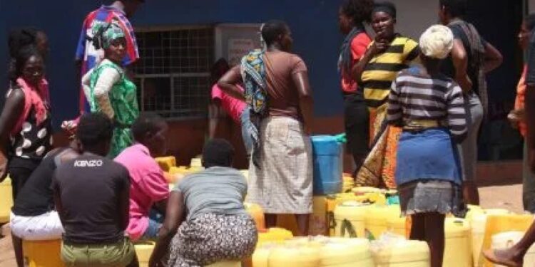 Photo of residents lining up for water in Nairobi. PHOTO/Courtesy.