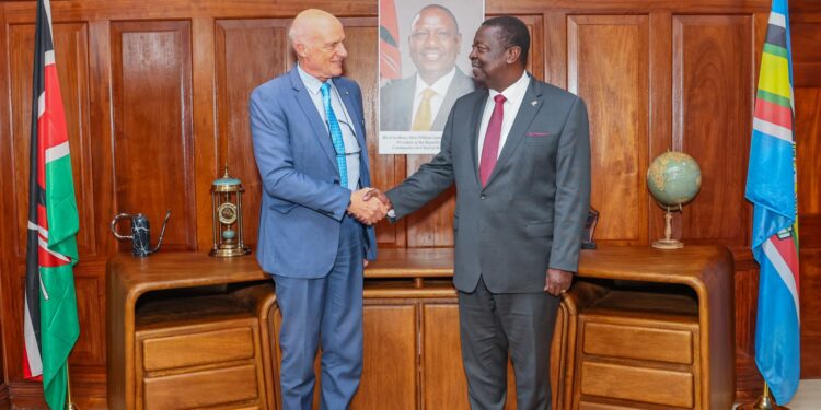 Prime CS and Foreign Affairs CS Musalia Mudavadi with Roberto Natali, the Italian Ambassador to Kenya.PHOTO/PCSCS