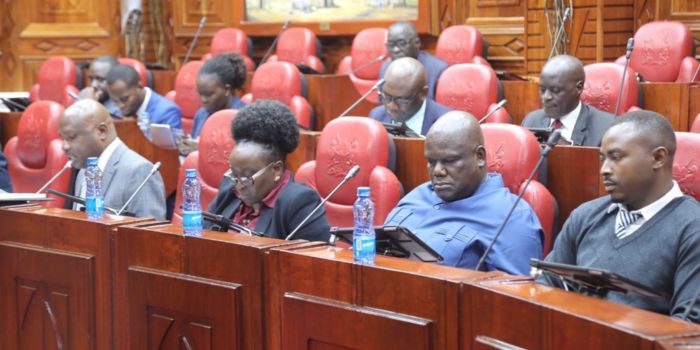 Labour Principal Secretary Shadrack Mwadime (left) appears before the National Assembly Committee on Labour on November 27, 2023. 