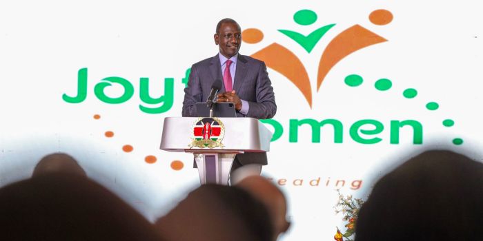 President William Ruto addresses guests at the JOYWO function held on November 23, 2023. 
