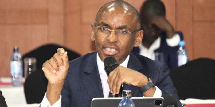 Safaricom CEO Peter Ndegwa speaks during his submissions before the Parliamentary Committee on Communications on November 16, 2023.
