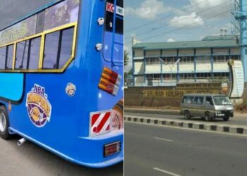 A photo collage of one of the matatus registered under the Zuri Genesis sacco and a photo showing the entrance to Guru Nanaka Hospital along Murang'a Road.